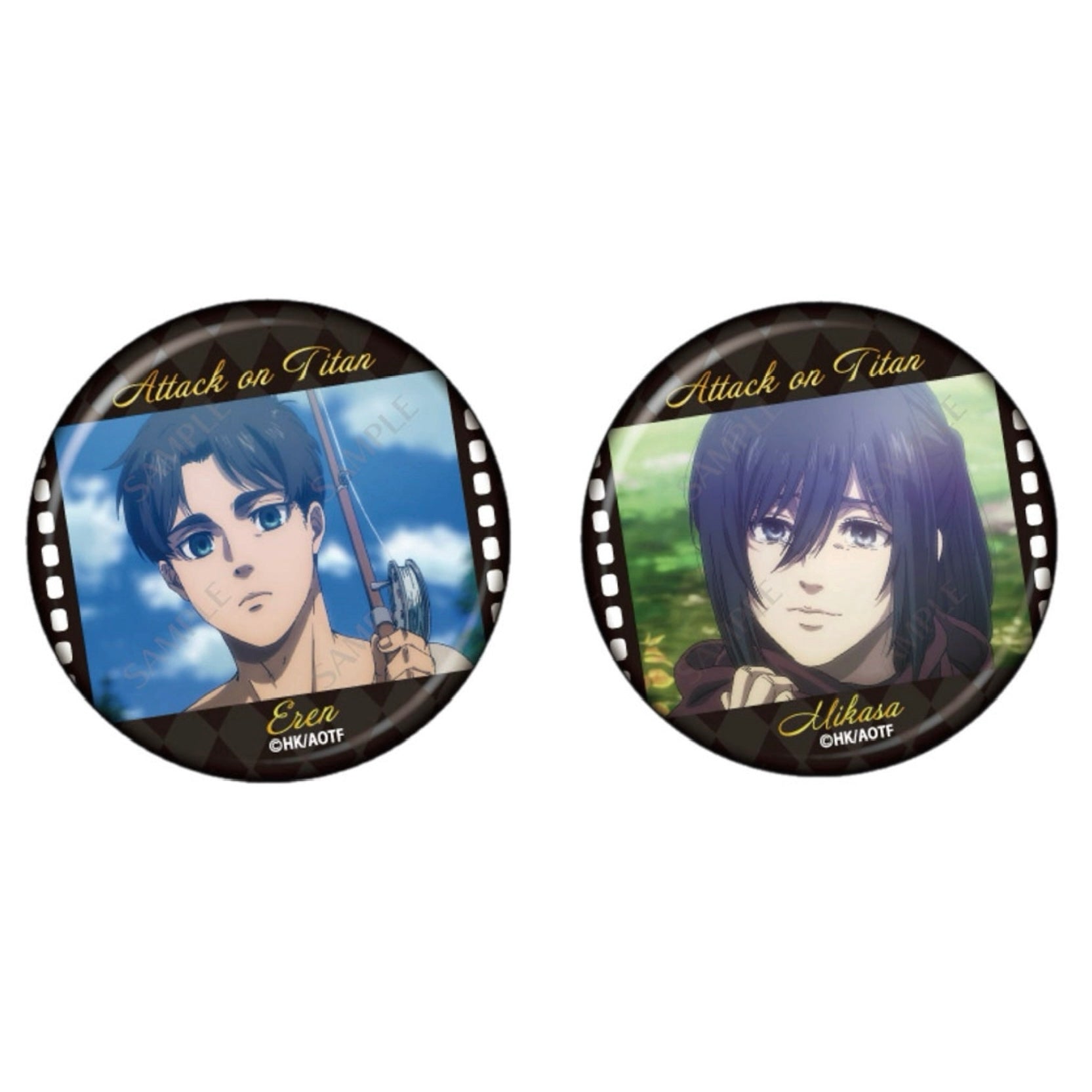 Eren Jäger + Mikasa Ackermann - Attack on Titan Tin Badge Pair