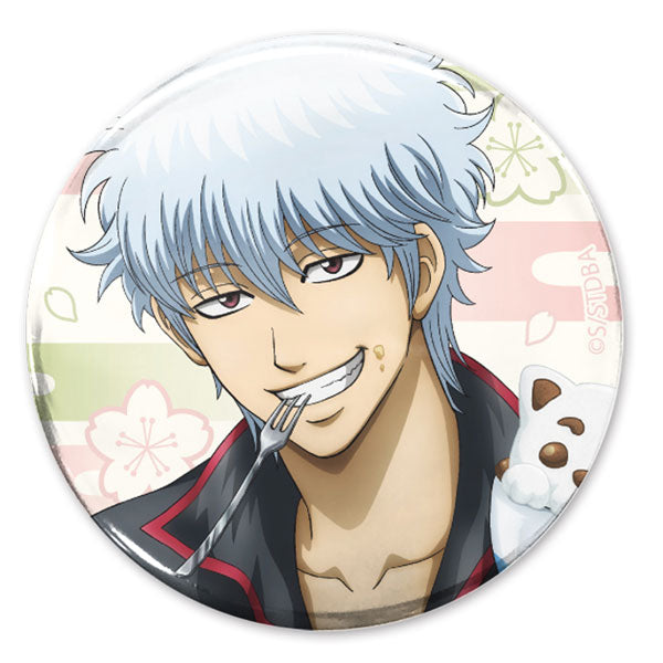 [Pre-order] Gintoki Sakata - Gintama New Illustration 65mm Tin Badge Sakura Pancake and Latte Art Ver.