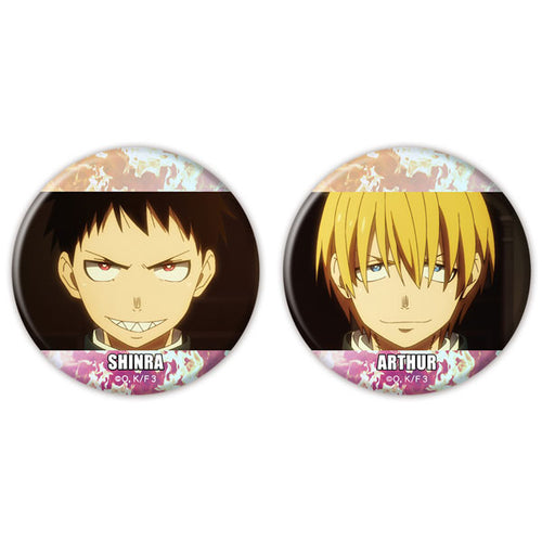 Shinra Kusakabe & Arthur Boyle - Fire Force Season 3 Aurora Tin Badge 2pc. Set