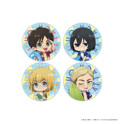 [Pre-order] Eren & Mikasa & Armin & Erwin / Vacation - Attack on Titan Mini Chara Tin Badge Set A