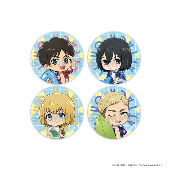 [Pre-order] Eren & Mikasa & Armin & Erwin / Vacation - Attack on Titan Mini Chara Tin Badge Set A