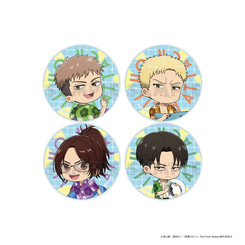 [Pre-order] Jean & Reiner & Hange & Levi / Vacation - Attack on Titan Mini Chara Tin Badge Set B