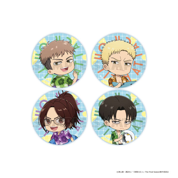 [Pre-order] Jean & Reiner & Hange & Levi / Vacation - Attack on Titan Mini Chara Tin Badge Set B